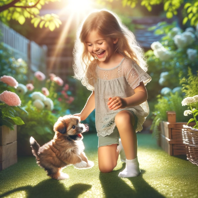 Girl And Puppy