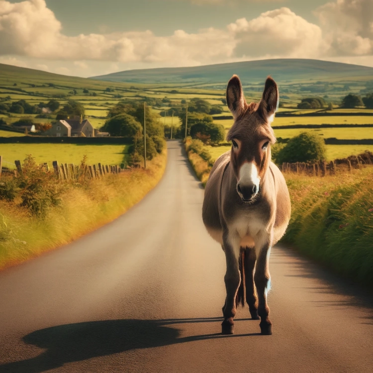 Donkey In The Road
