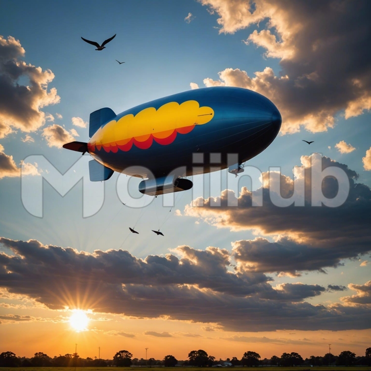 Blimp at Sundown