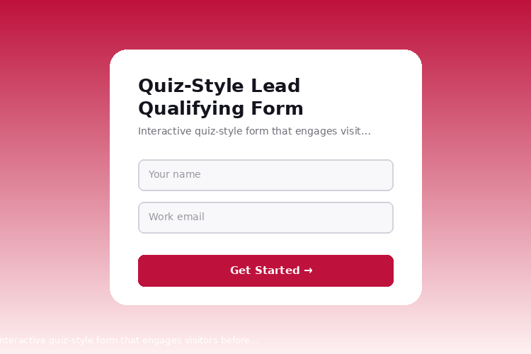 Quiz-Style Lead Qualifying Form